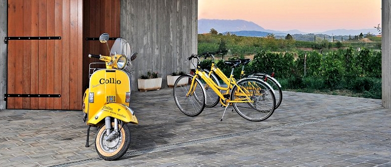 Pedalando lungo le strade del vino che circondano Prepotto dove prosperano vitigni autoctoni, quali il Friulano e il Refosco dal Peduncolo rosso, si possono scorgere le colline coltivate a terrazze.